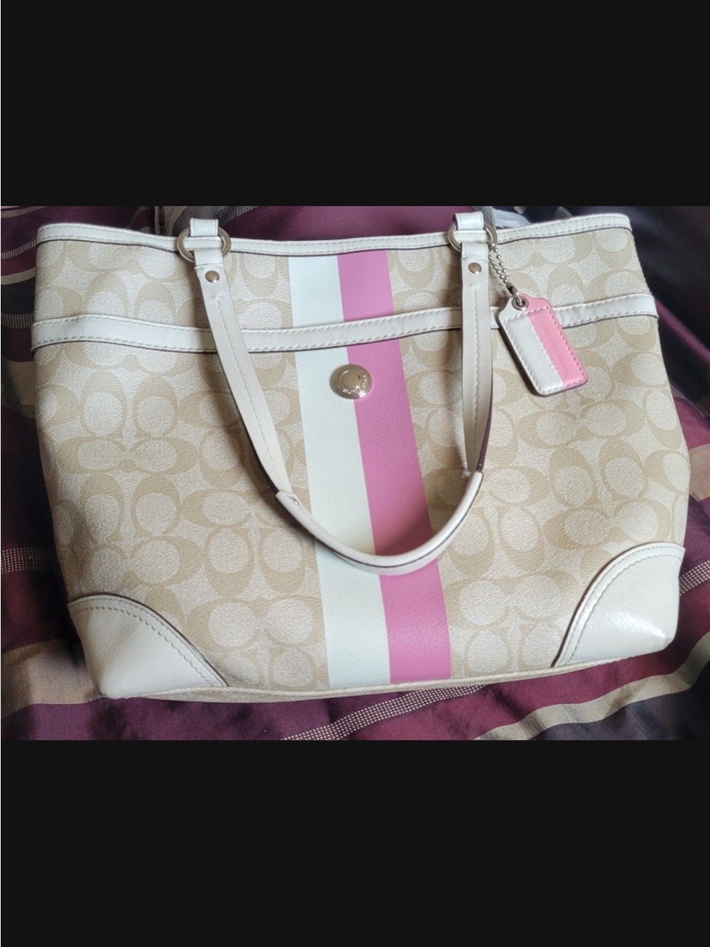 Coach Chelsea Heritage Beige Pink Signature Canvas Tote #14477 - 2010 - EUC - Picture 12 of 12